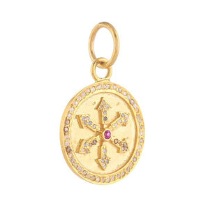 Pave Diamond & Amethyst Compass Pendant, (DPM-1313)