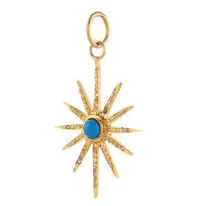 Pave Diamond & Turquoise North Star Pendant, (DPM-1327)