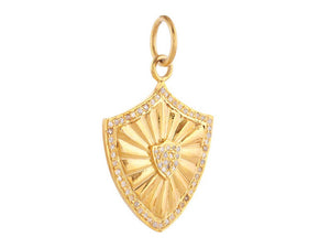 Pave Diamond Shield Pendant, (DPM-1323)