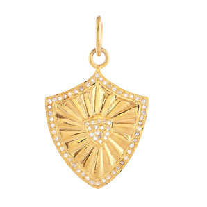 Pave Diamond Shield Pendant, (DPM-1323)