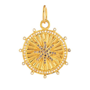 Pave Diamond Fluted Star Pendant, (DPM-1312)