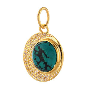 Pave Diamond & Turquoise Moon Pendant, (DPM-1314)