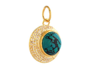 Pave Diamond & Turquoise Moon Pendant, (DPM-1314)
