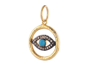 Pave Diamond & Turquoise Evil Eye Pendant, (DPM-1318)