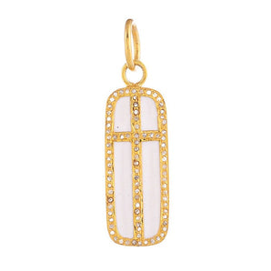 Pave Diamond Enamel Cross Pendant, (DPM-1321)