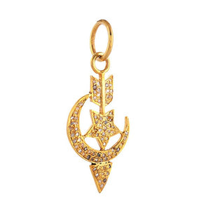 Pave Diamond Arrow Star Moon Pendant, (DPM-1322)