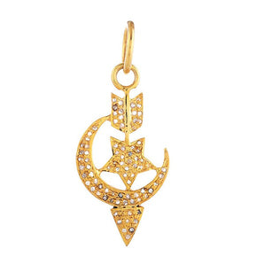 Pave Diamond Arrow Star Moon Pendant, (DPM-1322)