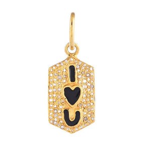 Pave Diamond Enamel I Love You Pendant, (DPS-214)