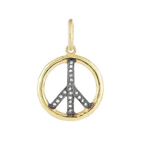 Pave Diamond Peace Sign Pendant, (DPS-223)