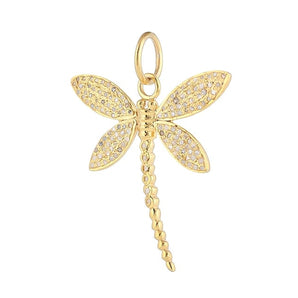 Pave Diamond Large Dragonfly Pendant, (DPM-1295)