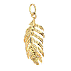 Pave Diamond Large Leaf Pendant, (DPL-2566)