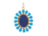 Pave Diamond & Lapis With Turquoise Flower Pendant, (DPL-2568)