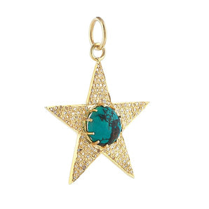 Pave Diamond & Turquoise Large Star Pendant, (DPL-2564)