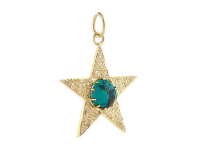 Pave Diamond & Turquoise Large Star Pendant, (DPL-2564)