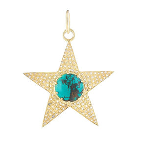 Pave Diamond & Turquoise Large Star Pendant, (DPL-2564)