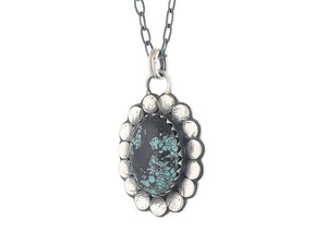 Sterling Silver Turquoise Flower Pendant, (SP-5804)