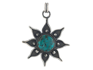 Sterling Silver Turquoise Sun Pendant, (SP-5836)
