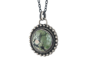 Sterling Silver Turquoise Round Pendant, (SP-5808)