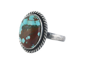 Sterling Silver Turquoise 7 US Oval Shape Ring , (SR-2)