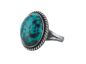 Sterling Silver Turquoise Boho Ring, 7 US, Statement Ring, (SR-3)