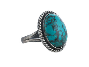 Sterling Silver Turquoise Boho Ring, 7 US, Statement Ring, (SR-3)