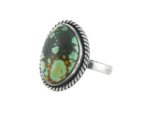 Sterling Silver Turquoise Boho Ring, 7 US, Band Ring, (SR-4)