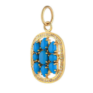 Pave Diamond & Turquoise Pendant, (DPM-1288)