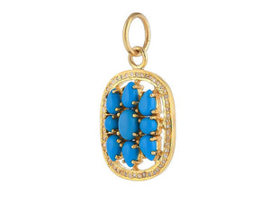 Pave Diamond & Turquoise Pendant, (DPM-1288)