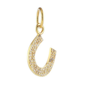 Pave Diamond Lucky Horseshoe Charm Pendant, (DPS-209)