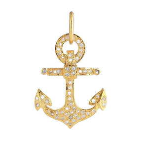 Pave Diamond Anchor Brooch Pendant, (DPM-1299)