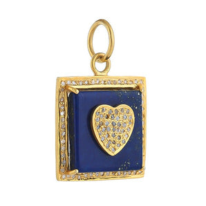 Pave Diamond & Lapis Love Heart Pendant, (DPM-1280)