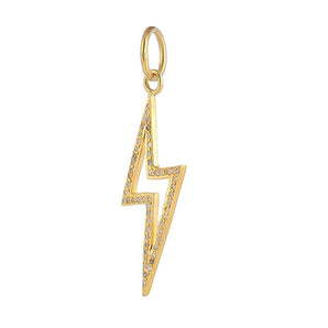 Pave Diamond Lightning Thunder Bolt Pendant, (DPM-1291)