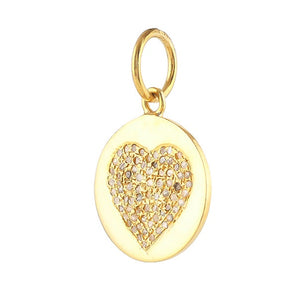 Pave Diamond Round Love Heart Pendant, (DPS-210)