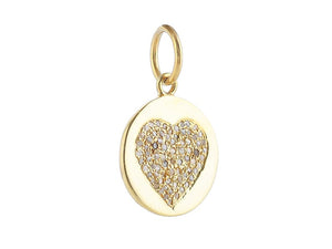 Pave Diamond Round Love Heart Pendant, (DPS-210)