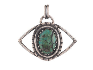 Sterling Silver Turquoise Evil Eye Pendant, (SP-5862)