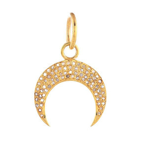 Pave Diamond Small Crescent Moon Pendant, (DPS-212)