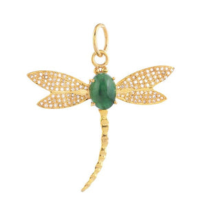 Pave Diamond & Emerald DragonFly Pendant, (DPL-2570)