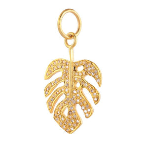 Pave Diamond Plum Leaf Pendant, (DPM-1342)