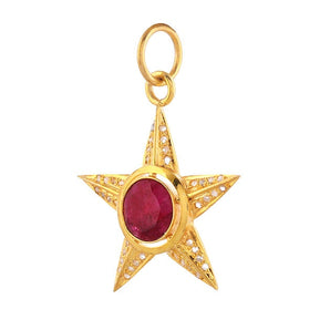 Pave Diamond & Ruby Star Pendant, (DPM-1340)