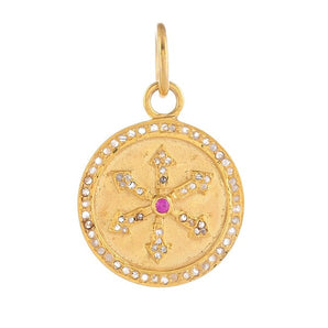 Pave Diamond & Amethyst Compass Pendant, (DPM-1313)