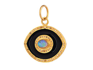 Pave Diamond & Opal Enamel Evil Eye Pendant, (DPM-1335)