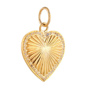 Pave Diamond Fluted Love Heart Pendant, (DPM-1341)