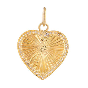 Pave Diamond Fluted Love Heart Pendant, (DPM-1341)