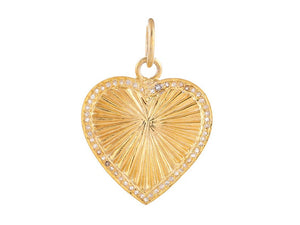Pave Diamond Fluted Love Heart Pendant, (DPM-1341)
