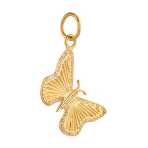 Pave Diamond Fluted Butterfly Pendant, (DPM-1325)