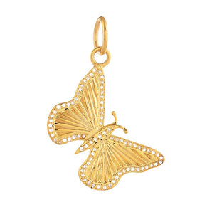 Pave Diamond Fluted Butterfly Pendant, (DPM-1325)