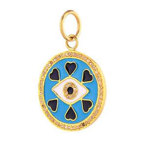 Pave Diamond & Amethyst Enamel Evil Eye Pendant, (DPM-1326)