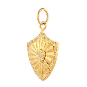 Pave Diamond Shield Pendant, (DPM-1323)