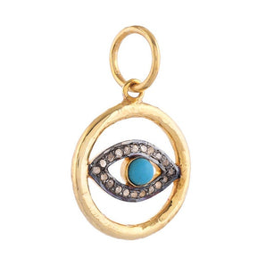 Pave Diamond & Turquoise Evil Eye Pendant, (DPM-1318)