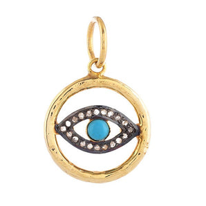 Pave Diamond & Turquoise Evil Eye Pendant, (DPM-1318)